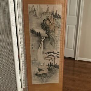Vintage Chinese/Asian Hand-Painted Bamboo Scroll